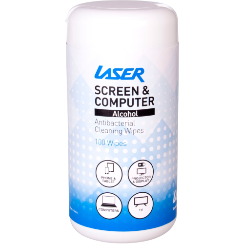 Laser Clean Range 100 Screen Computer Wipes Alcohol