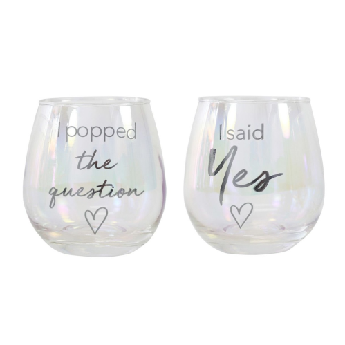 Engagement Popped The Question Glass Set