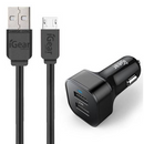 Charger Auto 2USB with Micro USB Cable Black - Suits All Micro USB Devices