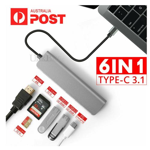 6in1 USB-C 4K HDMI USB 3.0 HUB Adapter