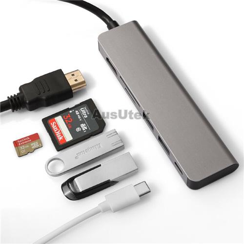 6in1 USB-C Type C HD Output 4K HDMI USB 3.0 HUB Adapter