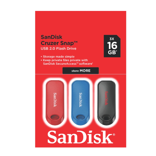 SanDisk Cruzer Snap USB 3pk 16GB