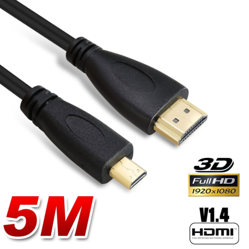 Lead- Micro HDMI Type D to HDMI Male Cable 1.4V Gold Plated HD 1080P Digital HDTV Lead